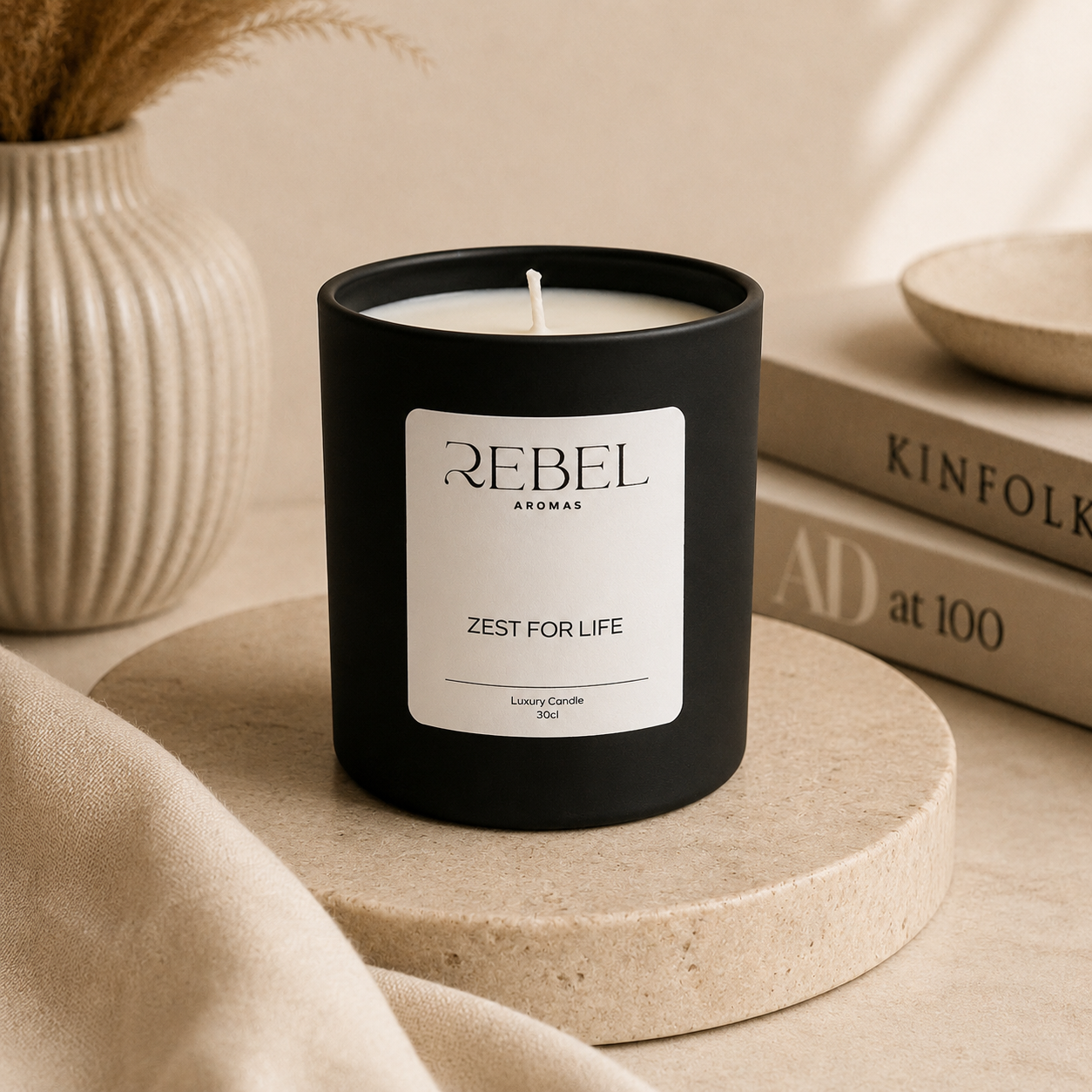 black scented inspired candle